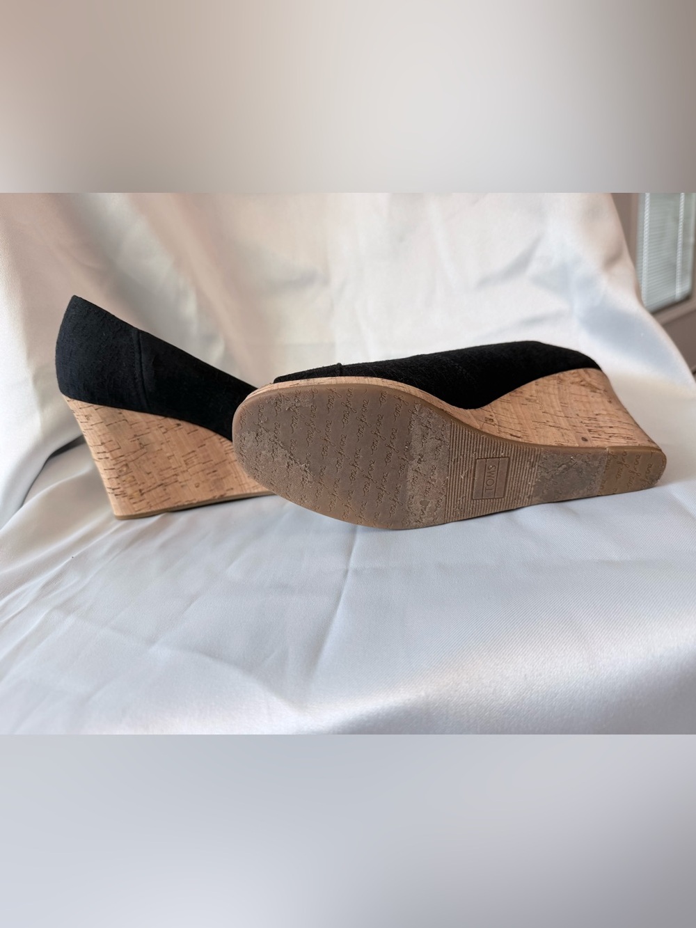 TOMS Black Cork Peep-Toe Wedge Heels,
9 1/2 - Picture 4 of 4